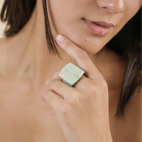 Кольцо Nature Bijoux, Rainbow ficus, акриловое, со смолой, NB25.1-19-25767 мятный, 17,5 фото 5